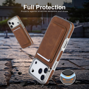 Étui de téléphone magnétique en cuir PU électroplaqué de luxe personnalisé pour <span class=keywords><strong>iPhone</strong></span> 17 16 15 Pro Max 2 en 1, étui portefeuille antichoc avec porte-cartes - Product Image 3