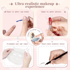 Ensemble de maquillage en bois pour filles, kit de <span class=keywords><strong>salon</strong></span> de beauté, jeu de rôle de princesse, jouets cosmétiques, sac de voyage, cadeau éducatif - Product Image 3