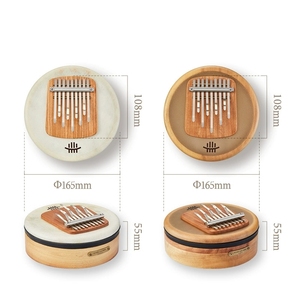 Wholesale 9 Key Round <b>Drum</b> Kalimba Solid Wood Thumb Piano Sheepskin <b>Drum</b> Surface Finger Piano - Product Image 3