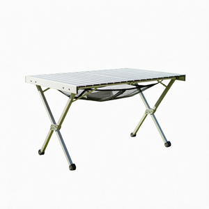 Mesa Plegable de Camping de Aleación de Aluminio para Huevo Frito, Resistente, Carga de 110 kg, Altura Ajustable, con Acabado de Madera, Venta al por Mayor - Product Image 1