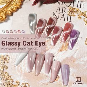 طقم آيس نوفا الاحترافي لفن الأظافر للصالونات والاستخدام المنزلي، طلاء أساس بتأثير عين القطة 3 في 1، 32 لونًا، خالٍ من الهيما، طلاء جل بتأثير عين القطة بالأشعة فوق البنفسجية، بيع بالجملة - Product Image 1