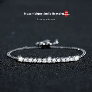 Pulsera con sonrisa de moissanita de plata S925 transfronteriza para mujer, joyería ajustable de gama alta para <span class=keywords><strong>Amazon</strong></span>, superventas al por mayor - Product Image 2