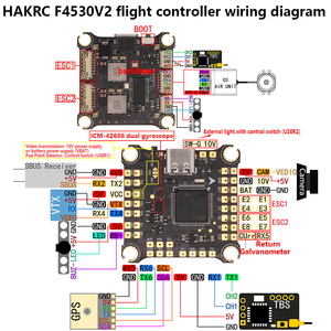 ชุดควบคุมการบิน <span class=keywords><strong>HAKRC</strong></span> <span class=keywords><strong>F405</strong></span> Stack 4in1 50A 6A 65A ESC 30.5x30.5 <span class=keywords><strong>F405</strong></span> รองรับ 2-6S สำหรับ FPV - Product Image 4