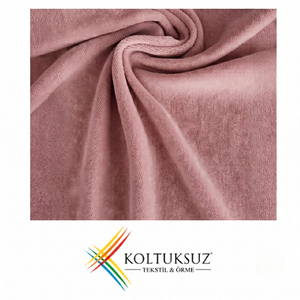 Premium 240gsm Dusty Rose Cotton Knitted Velour <b>Fabric</b> 80/20 Cotton Polyester Roll for Wholesale Garments - Product Image 2