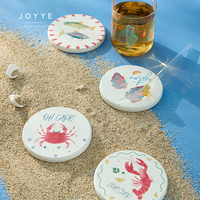 Sous-verre Joyye personnalisé de 4 pouces, thème fruits, peint à la main, absorbant en diatomite, antidérapant, sans odeur, en pierre