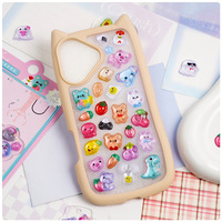 Pegatinas Epoxi 3D en Relieve Transparentes con Diseños de Animales, Frutas y Dulces para Decorar Diarios, Fundas de Teléfono y Manualidades