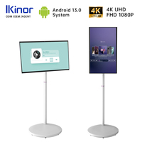 Televisor Portátil Inteligente Interactivo de 27 Pulgadas, 4K LCD, 75Hz, con Soporte Giratorio, Recargable, para Hogar, Oficina y Aula
