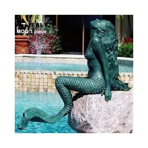 Art Metal Brass Decorative Statue Life Size Outdoor Swimming Pool Mythology Figure Bronze Mermaid Statue Sculpture For Sale