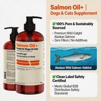Huile de saumon sauvage d'Alaska Deley Naturals pour chiens/chats - Renforce l'immunité, favorise la santé de la peau et du pelage, DHA/EPA Oméga-3, sans OGM, 32 onces