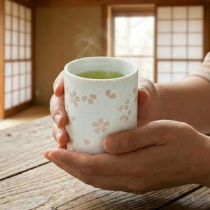 Japanese Thick Ceramic Walls Craft <b>Pink</b> <b>Petals</b> Sakura Small White Teacup For Sushi Restaurants Home Use - Product Image 3