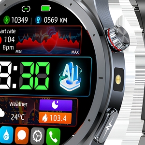 นาฬิกาอัจฉริยะ ET472 ECG สายสแตนเลส หน้าจอ TFT ทรงกลม ติดตามสุขภาพ นาฬิกาสำหรับเล่นกีฬา - Product Image 4