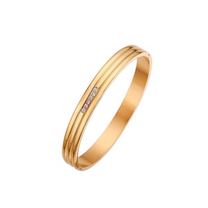 Wholesale Curved <b>Bracelets</b> Gold Plated Stainless Steel Zirconia Paved <b>Crystal</b> <b>Bracelet</b> & Bangle Women Accessories - Product Image 5