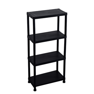 4 Tier Heavy Duty Black/White Plastic Standing Type <strong>Storage</strong> Shelving Racking for Garage Kitchen Home Office Pantry Workshop - Product Image 2