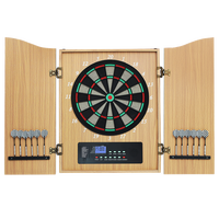 Armoire de fléchettes électronique professionnelle en MDF pour 8 joueurs, avec écran LCD rétroéclairé bleu, 18 jeux et 159 variations, pour fêtes à domicile, avec fléchettes à pointe souple