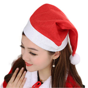 सस्ता लाल महसूस क्रिसमस टोपी, वयस्क बच्चों पॉलिएस्टर xmas टोपी, एक्स पार्टी की छुट्टियों की सजावट के लिए - Product Image 1