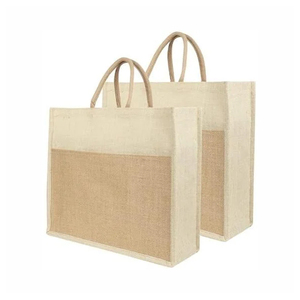Sac fourre-tout moyen en jute réutilisable pour les courses, sac de transport en fibres naturelles pour supermarché, commerce de détail et emballage alimentaire - Product Image 1