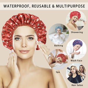 Đàn hồi và tái sử dụng tắm thân thiện với môi in nắp màu tắm bảo vệ môi trường tóc có thể điều chỉnh mũ tắm - Product Image 6