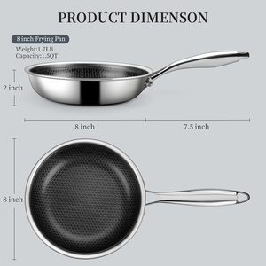 Hex Clad Frying Pan Tri ply thép không gỉ chất lượng tốt nhất gốm tổ ong không dính lớp phủ Chảo cảm ứng đồ nấu nướng không pfas - Product Image 3