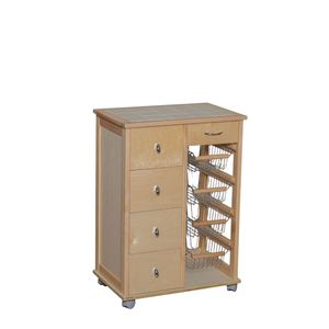 MASLEGNO Carro de Almacenamiento Moderno y Compacto de Madera de Haya con Ruedas de Plástico, Asas de Hierro y Perillas de Plástico Cromadas, Profesional, de Madera Maciza - Product Image 2