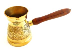 IndianArtVilla Tasse de bouilloire turque en laiton fabriquée à la main avec manche en bois-Vaisselle pour le stockage et le service - Product Image 3
