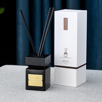 Diffuseur de parfum en verre aromatique noir de luxe vide de 100 ml, nouveau design, avec bouchon en bois