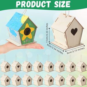 Casetta per uccelli in legno fai da te, vendita diretta dalla fabbrica, set di giocattoli per graffiti per bambini, casetta per uccelli da dipingere creativamente per la classe, nido per uccelli - Product Image 2