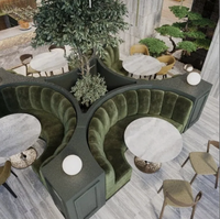 Ensemble de mobilier commercial moderne et durable pour l'hôtellerie : table de restaurant, chaises et banquettes en PU pour projets de café, bar et hôtel