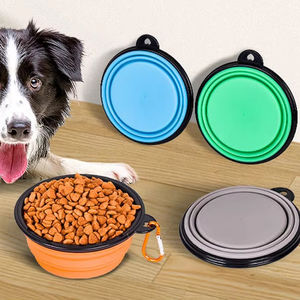 Taşınabilir katlanabilir Pet özel köpek kase yuvarlak kolay taşıma seyahat besleyici küçük hayvanlar için renkli yükseltilmiş kedi köpek tabak - Product Image 1