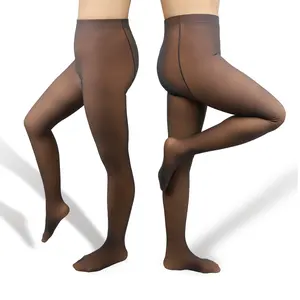 Collants collants chauds translucides de grande taille pour femmes, couleur noire, marron, grise, printemps et automne