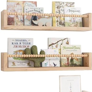 Wooden Beaded Storage <b>Rack</b> For Childrens Picture Books Dolls Wall <b>Shelf</b> Rectangle Durable Standing Type - Product Image 2