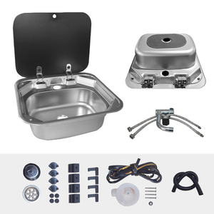 Lavabo a mano quadrato in acciaio inossidabile per accessori interni RV con Frauct per Caravan & <span class=keywords><strong>Camper</strong></span> - Product Image 3