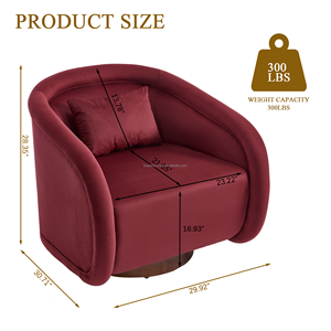 Poltrona Girevole Moderna in Velluto, Sedia Imbottita a Forma di Zucca con Base in Legno Massello per <span class=keywords><strong>Soggiorno</strong></span>, Camera da Letto e <span class=keywords><strong>Salotto</strong></span> - Product Image 6