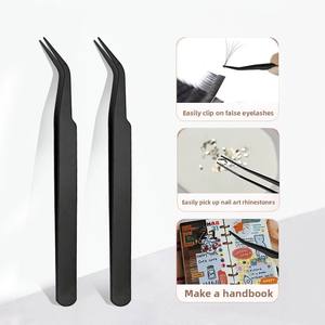 <span class=keywords><strong>Pince</strong></span> <span class=keywords><strong>à</strong></span> épiler pour sourcils et faux cils, débutant, greffage, beauté, pointe inclinée, pointe pointue, durable, précision, pointe lisse, 10MM HaoNan A-37 Maquillage - Product Image 3