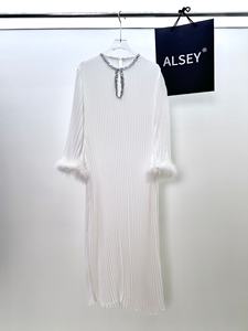 मियोक महिलाओं के प्लस आकार की प्लेटेड ड्रेस लाइट लक्जरी मध्य पूर्वी कपड़े आकस्मिक शैली की लंबाई वाली लंबी स्कर्ट पोशाक - Product Image 6