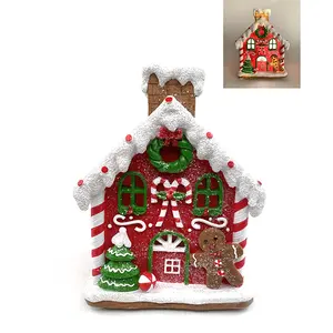 2023 The Christmas Resin House Christmas Scene House Village and Figurines with Snow and Led Lights Battery Operate Holiday