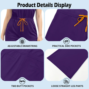 Uniforme Médico Personalizado con Logotipo, Mono <span class=keywords><strong>de</strong></span> <span class=keywords><strong>Trabajo</strong></span> Transpirable y Suave para SPA, con Cierre, Estilo Moderno, Pantalones Anchos para Enfermería - Product Image 4