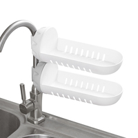 Organisateur de robinet en plastique Salle de bain Articles divers Savon Rag Hook Rack Organisateur d'approvisionnement Évier de cuisine Étagère de rangement avec étagère de vidange