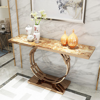 Table console luxueuse en marbre et métal, durable, meuble de rangement moderne pour salon, couloir et salle de passage