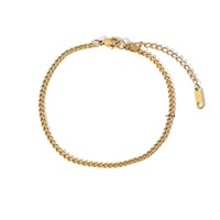 Tobillera de Acero Inoxidable con Perlas y Hojas Vintage, Joyería Fina para Mujer, Chapada en Oro de 18k, Venta al por Mayor