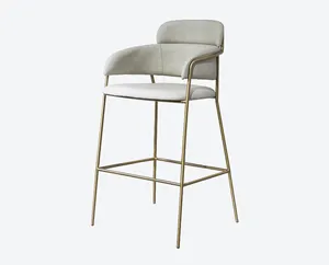 Adjustable chair Modern Velvet Fabric Folding China Golden White And Gold High Counter grey Bar stool with back rest