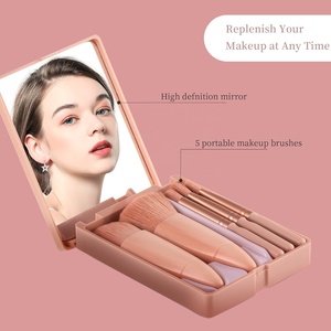 Petit ensemble de pinceaux de <span class=keywords><strong>maquillage</strong></span> de voyage complet, facile à transporter, mini ensemble de pinceaux de <span class=keywords><strong>maquillage</strong></span> avec étui et miroir, <span class=keywords><strong>kit</strong></span> de pinceaux cosmétiques - Product Image 2