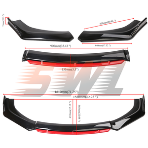 Paraurti per Auto 4 pz/Set Parti Sportive Auto Kit Carrozzeria Pala Anteriore Modifica Anti-Collisione Spoiler Anteriore Labbro Anteriore Universale - Product Image 2