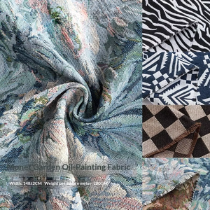 <span class=keywords><strong>Tissu</strong></span> Brocart Abstrait Haut de Gamme 100% Polyester Tissé Lourd Résistant à l'Abrasion Style <span class=keywords><strong>Peinture</strong></span> à l'Huile Jardin de Monet - Product Image 1