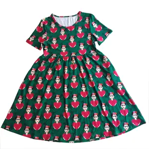 Wholesale Custom design S M L XL XXL 3XL 5XL Plus size Green Women Printed Casual wear Dresses