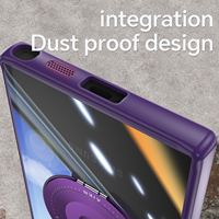 Étui de téléphone pour S24 Ultra avec protection d'appareil photo, rotation à 360 degrés, béquille, TPU+PC, antichoc, charge sans fil, électroplaqué