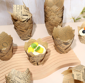 Tulipe Cupcake Liner <span class=keywords><strong>journal</strong></span> imprimé <span class=keywords><strong>papier</strong></span> sulfurisé Muffin Wrapper résistant à la chaleur gâteau cuisson tasse pour les fournitures de fête de mariage - Product Image 6