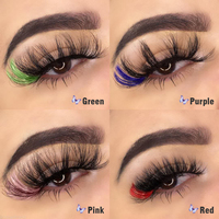 Cils colorés pour les yeux, naturels, dramatiques, rose, rouge, jaune, violet, blanc, maquillage cosplay, cils moelleux réutilisables, cils en vison 3D