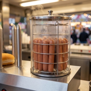 Calentador de Panecillos para Hot Dogs de Grado Alimenticio con 4 Varillas y Jaula Vaporera, Calentador de Salchichas de Acero Inoxidable para Mostrador, para Servicios de Alimentación - Product Image 5