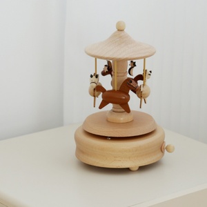 <b>Wooden</b> Music Box Music Box Creative Home <b>Gift</b> Children's Birthday <b>Gift</b> Carousel Handmade Solid Wood <b>Gift</b> - Product Image 2