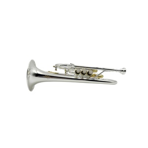 Trompeta <span class=keywords><strong>Corneta</strong></span> SEASOUND de Alta Calidad en Si Bemol con Cuerpo de Latón, Gatillo, Superficie Plateada y Llaves Doradas OEM JYCT408DSG - Product Image 3